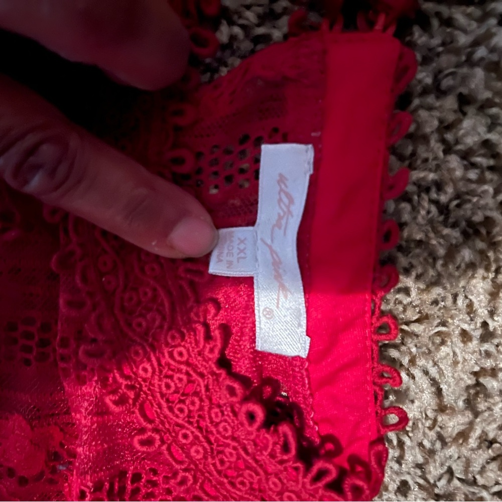 Ultra Pink Red Lace Top